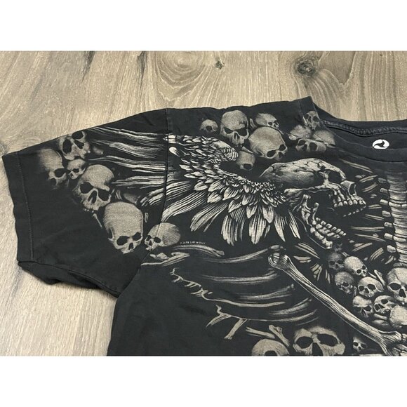 Liquid Blue Flying Skulls 2008 Mens XL Black Skull Guitar Skeleton Y2k Metal - Picture 4 of 9